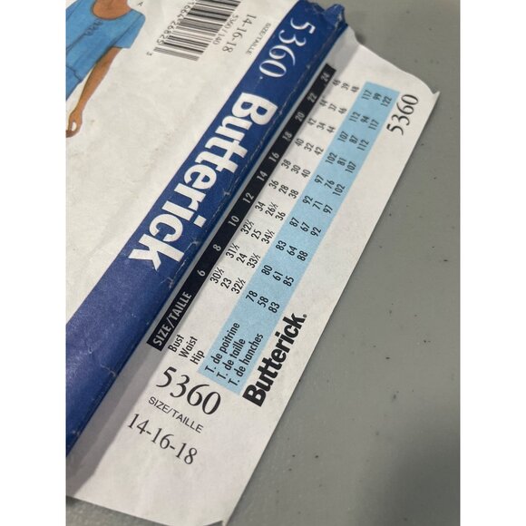 Y2K Butterick Sewing Pattern Size 14-16-18 5360 Petite Top Dress Vintage CUT - Picture 5 of 6